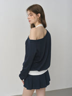 Chic Oblique Shoulder Sweatshirt