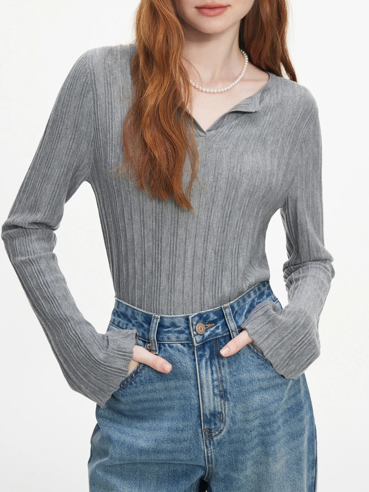 Elegant V-Neck Knit Pullover