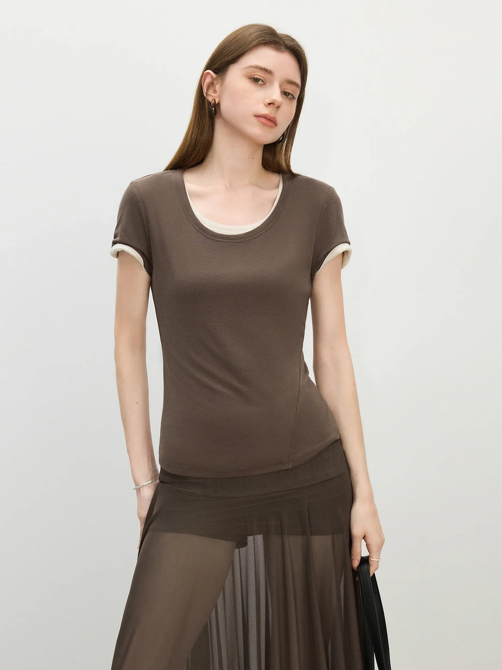 U-Neck Stretch Tee - Soft & Versatile Fit