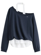 Chic Oblique Shoulder Sweatshirt