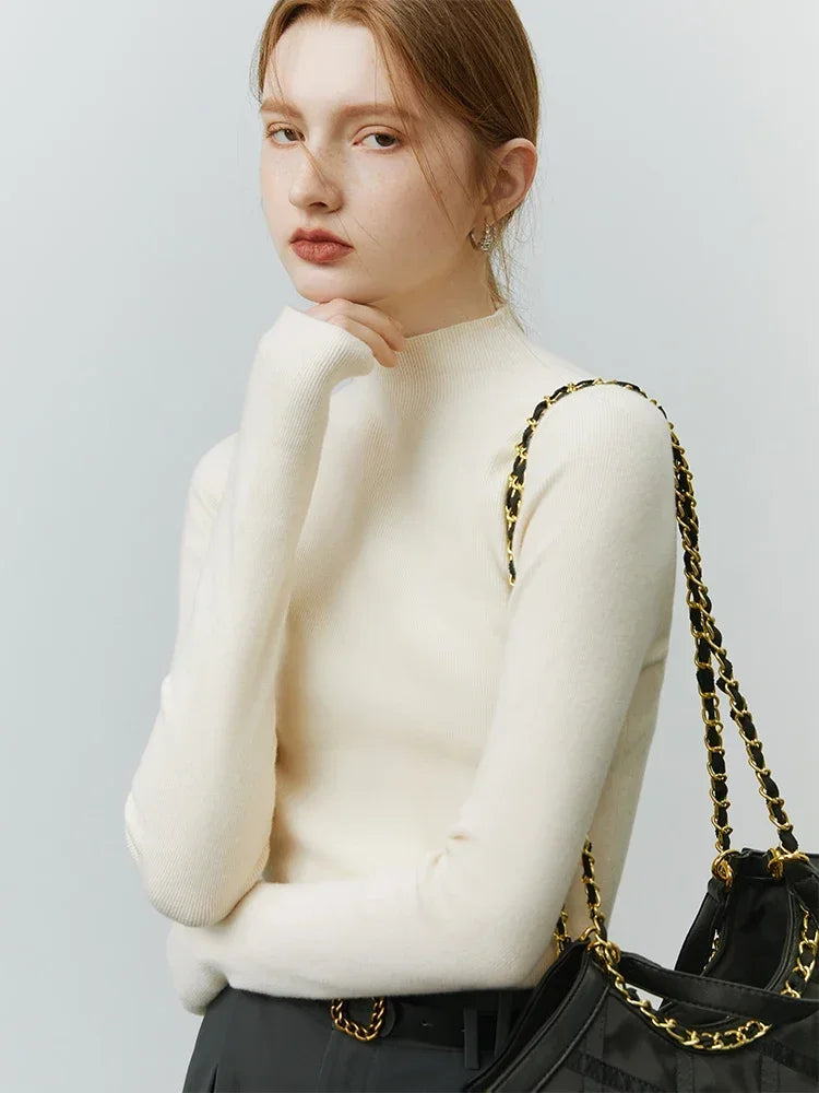 Velvet Turtleneck Slim Pullover