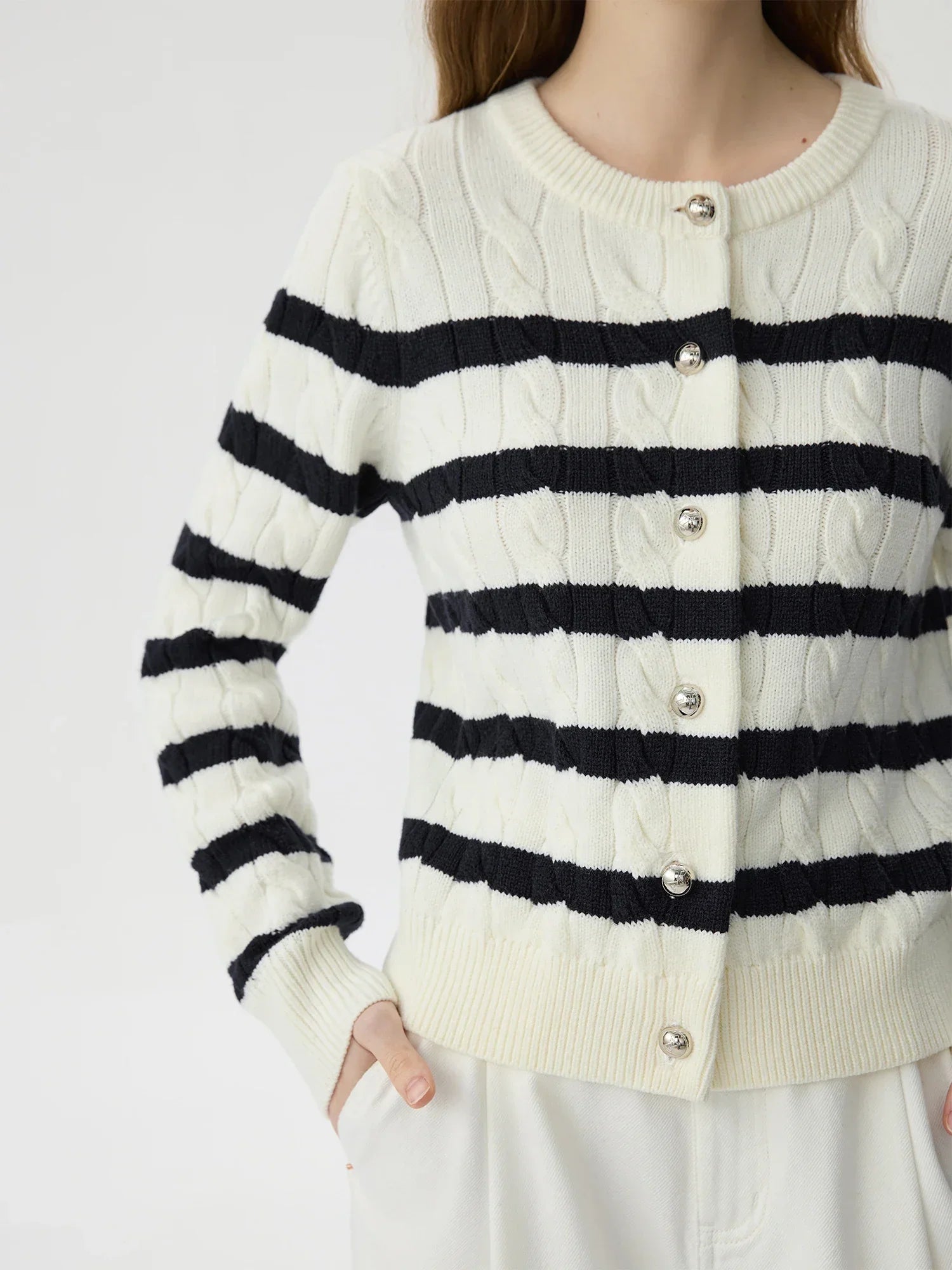 Chic Striped Knit Cardigan