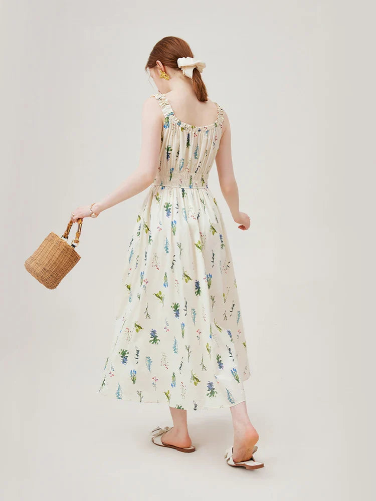 Elegant Sleeveless Floral Midi Dress