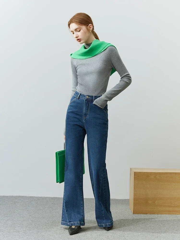 Velvet Turtleneck Slim Pullover