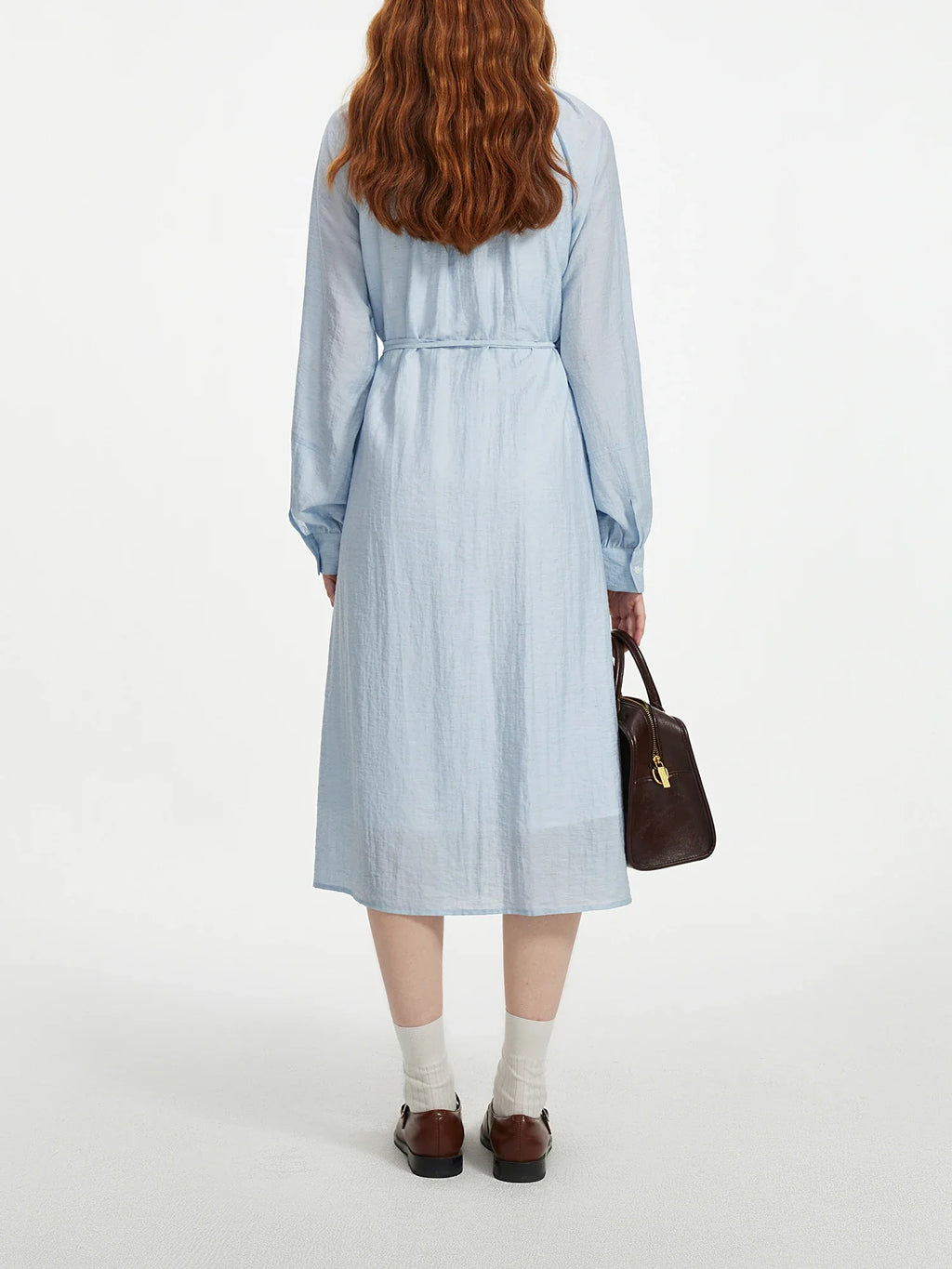 Elegant Blue Linen Midi Dress