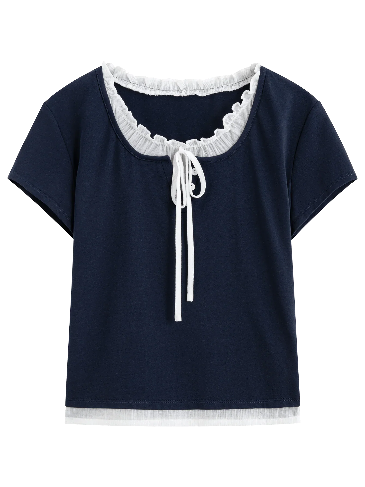 Navy Blue Lace-Up T-Shirt