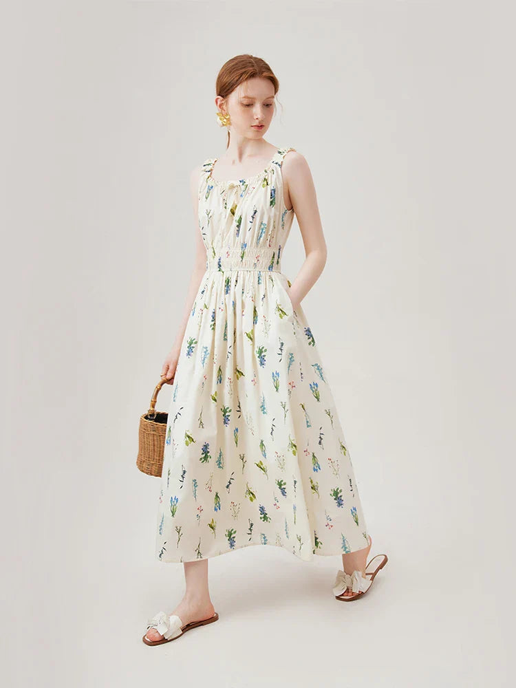 Elegant Sleeveless Floral Midi Dress