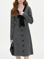Elegant Knit Bow Dress