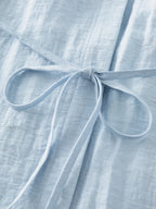 Elegant Blue Linen Midi Dress