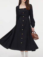 Elegant Square Neck A-Line Dress