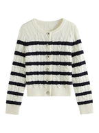 Chic Striped Knit Cardigan