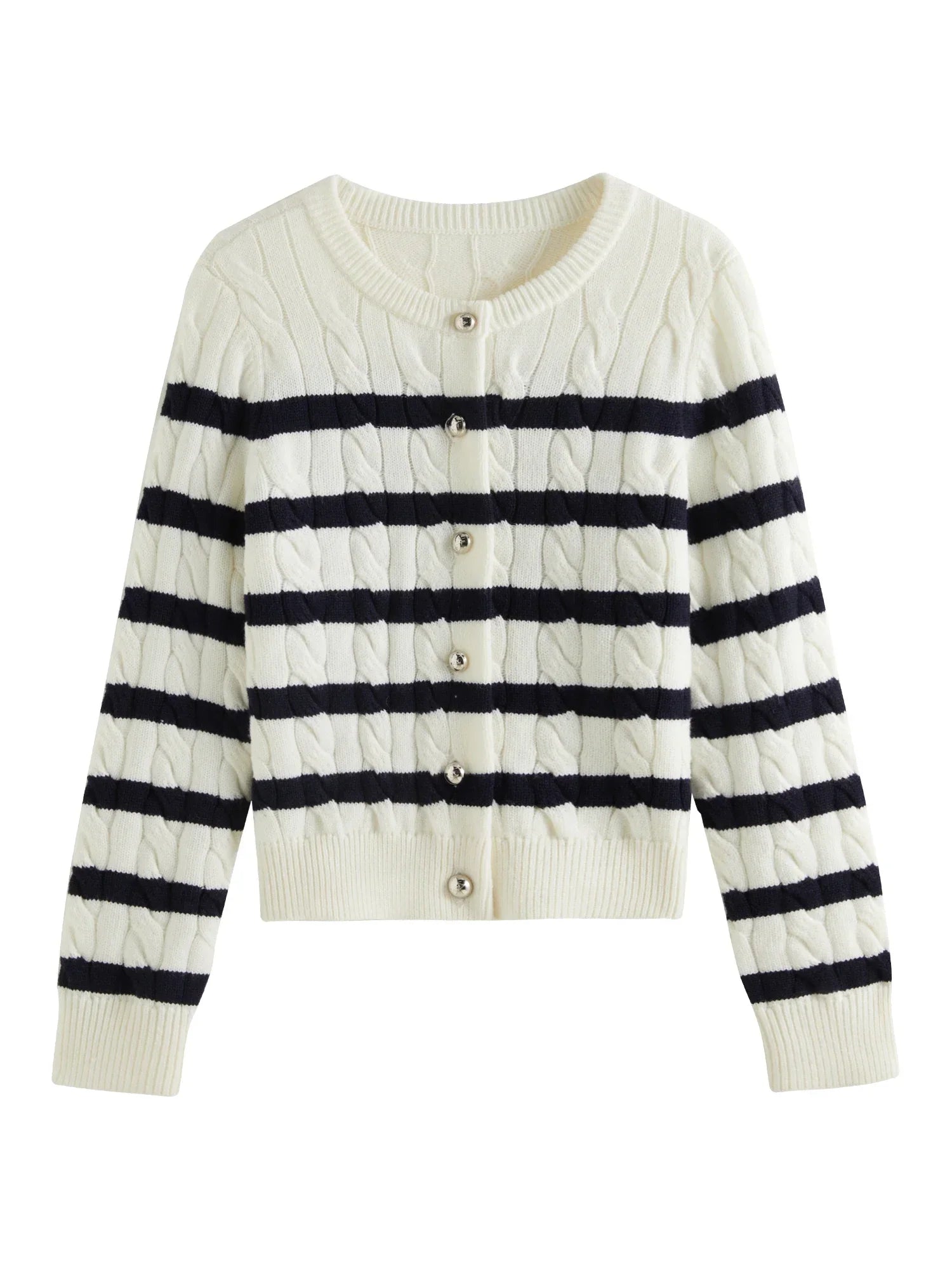 Chic Striped Knit Cardigan