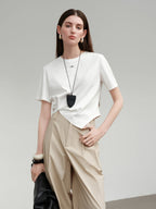 Asymmetric Twisted Pleat Tee