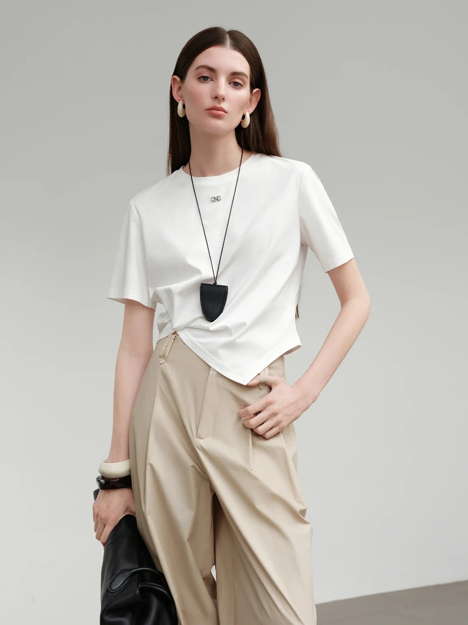 Asymmetric Twisted Pleat Tee