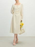 Elegant Square Neck Midi Dress