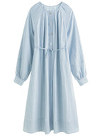 Elegant Blue Linen Midi Dress