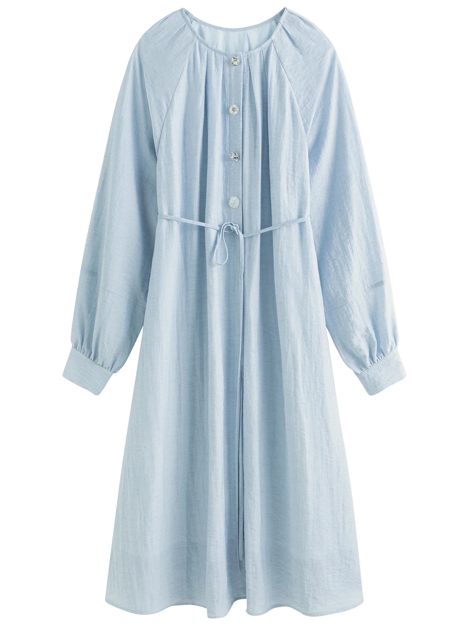 Elegant Blue Linen Midi Dress