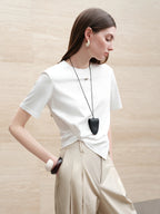 Asymmetric Twisted Pleat Tee