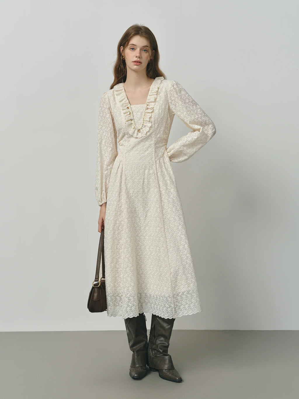 Elegant V-Neck Maxi Dress with Lace