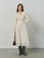 Elegant V-Neck Maxi Dress with Lace