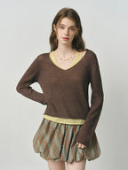 Chic Two-Tone Knit Sweater