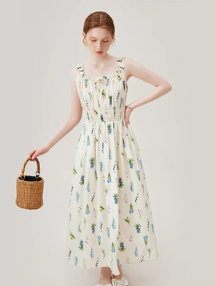 Elegant Sleeveless Floral Midi Dress