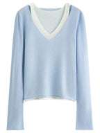 Chic Two-Tone Knit Sweater