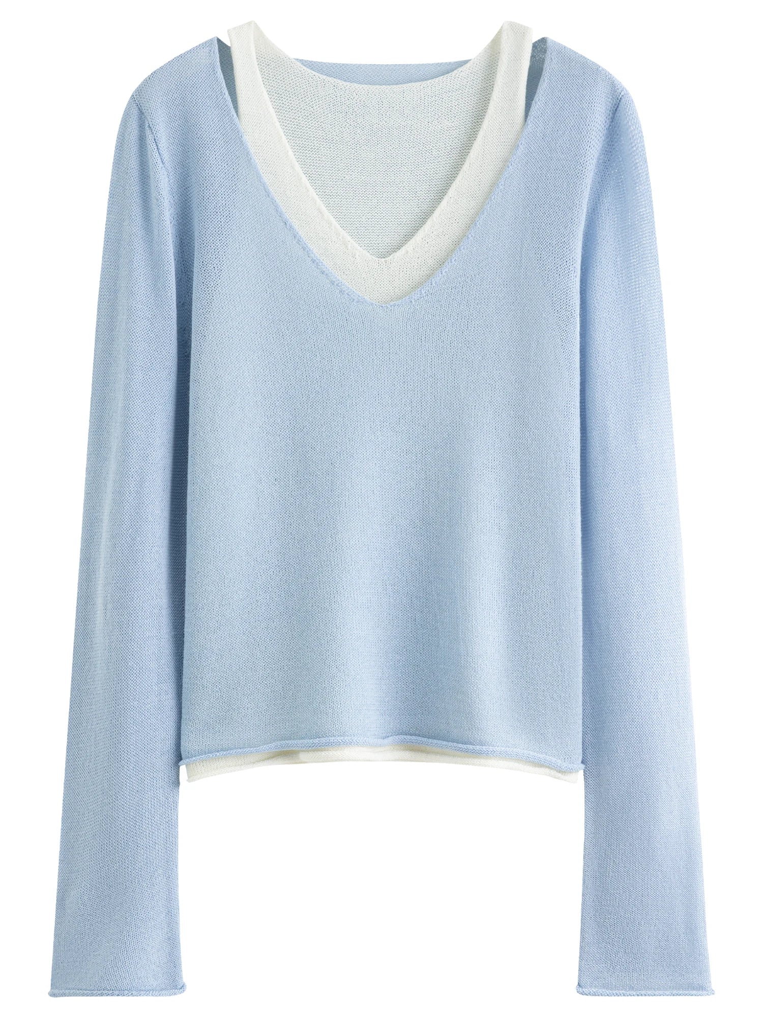 Chic Two-Tone Knit Sweater