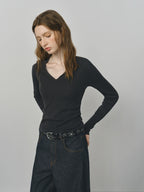 Elegant V-Neck Knit Top