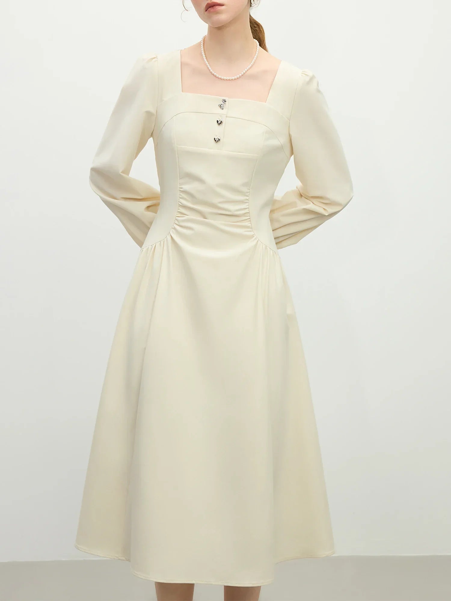 Elegant Square Neck Midi Dress