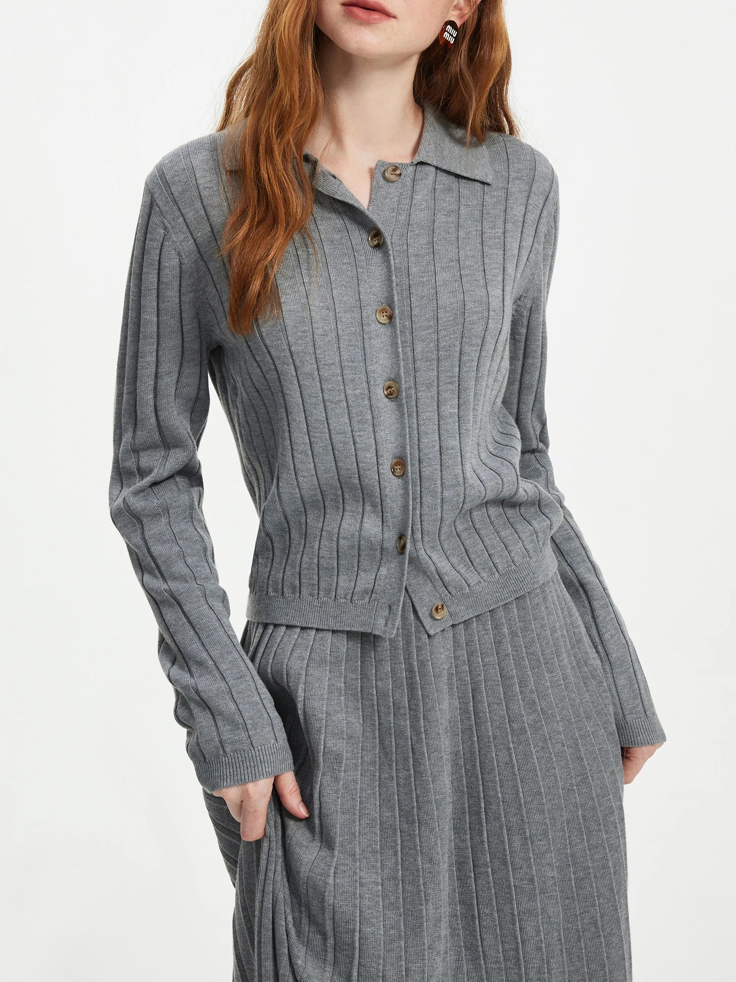 Elegant Knit Cardigan & Skirt Set