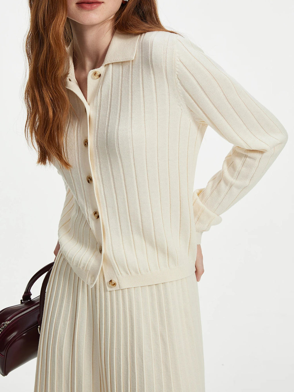 Elegant Knit Cardigan & Skirt Set