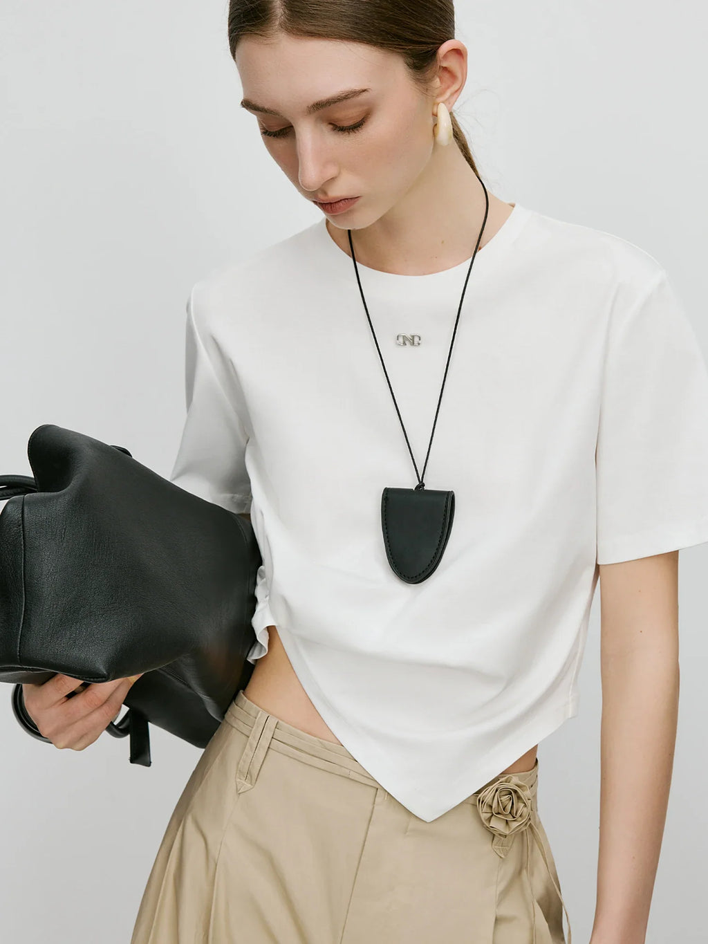 Asymmetric Twisted Pleat Tee