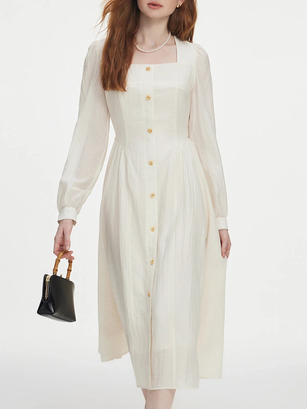 Elegant Square Neck A-Line Dress