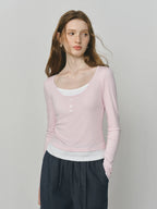 Elegant Contrast Long-Sleeve Tee