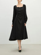 Elegant Square Neck Midi Dress