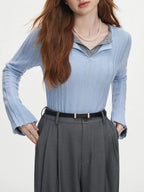 Elegant V-Neck Knit Pullover