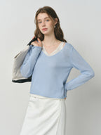 Chic Two-Tone Knit Sweater