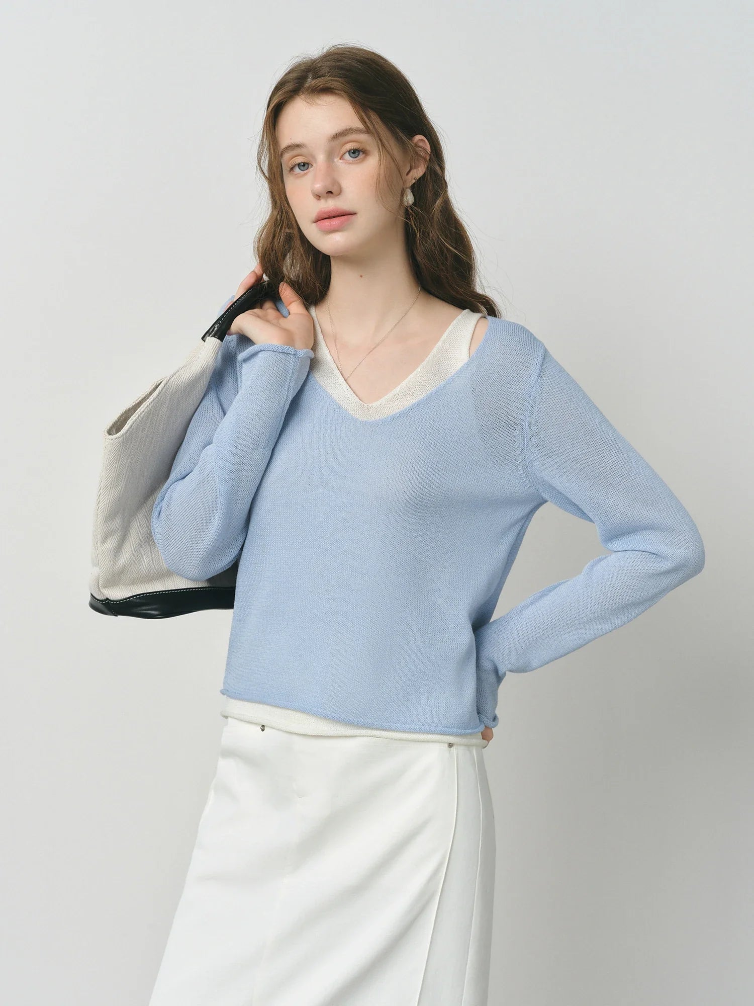 Chic Two-Tone Knit Sweater